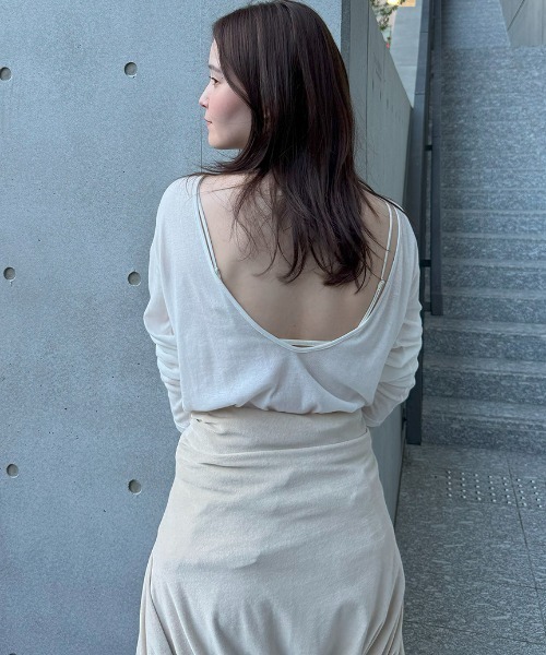 styling/(スタイリング)の「【MILLER×styling/】レイヤード2WAYトップ(Tシャツ/カットソー・レディース・パープル/ホワイト/ブラウン/ブラック・F)」の2枚目の写真