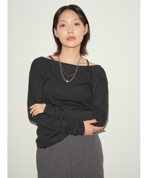 styling/(スタイリング)の「【MILLER×styling/】レイヤード2WAYトップ(Tシャツ/カットソー・レディース・パープル/ホワイト/ブラウン/ブラック・F)」の3枚目の写真