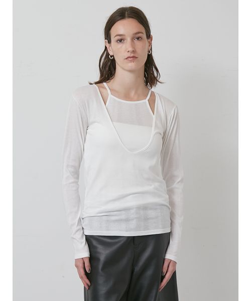 styling/(スタイリング)の「【MILLER×styling/】レイヤード2WAYトップ(Tシャツ/カットソー・レディース・パープル/ホワイト/ブラウン/ブラック・F)」の18枚目の写真