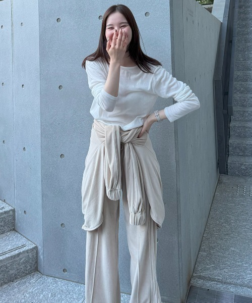 styling/(スタイリング)の「【MILLER×styling/】レイヤード2WAYトップ(Tシャツ/カットソー・レディース・パープル/ホワイト/ブラウン/ブラック・F)」の7枚目の写真