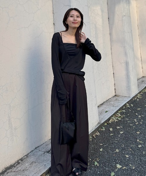 styling/(スタイリング)の「【MILLER×styling/】レイヤード2WAYトップ(Tシャツ/カットソー・レディース・パープル/ホワイト/ブラウン/ブラック・F)」の10枚目の写真