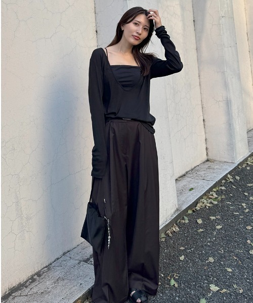 styling/(スタイリング)の「【MILLER×styling/】レイヤード2WAYトップ(Tシャツ/カットソー・レディース・パープル/ホワイト/ブラウン/ブラック・F)」の11枚目の写真