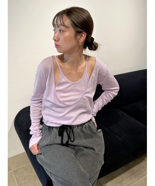 styling/(スタイリング)の「【MILLER×styling/】レイヤード2WAYトップ(Tシャツ/カットソー・レディース・パープル/ホワイト/ブラウン/ブラック・F)」の13枚目の写真