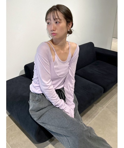 styling/(スタイリング)の「【MILLER×styling/】レイヤード2WAYトップ(Tシャツ/カットソー・レディース・パープル/ホワイト/ブラウン/ブラック・F)」の16枚目の写真