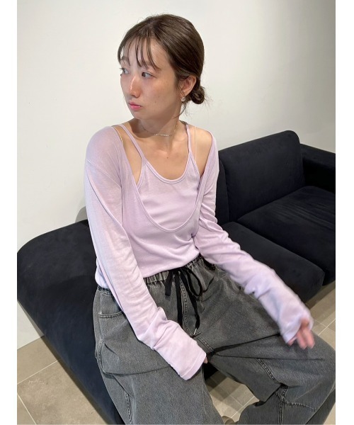 styling/(スタイリング)の「【MILLER×styling/】レイヤード2WAYトップ(Tシャツ/カットソー・レディース・パープル/ホワイト/ブラウン/ブラック・F)」の15枚目の写真