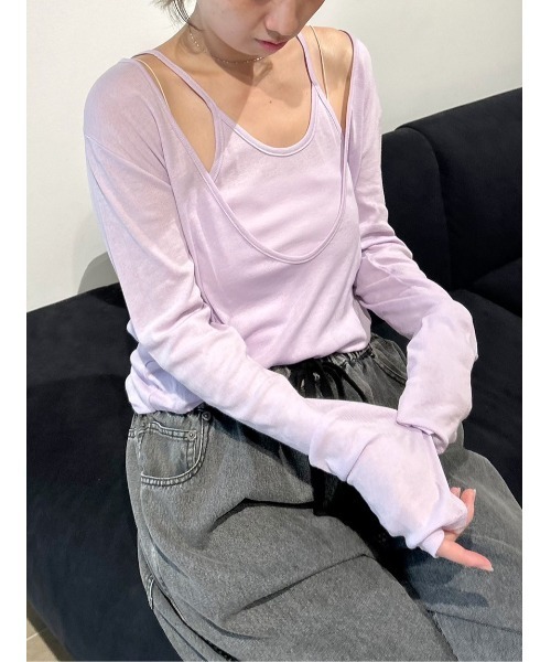 styling/(スタイリング)の「【MILLER×styling/】レイヤード2WAYトップ(Tシャツ/カットソー・レディース・パープル/ホワイト/ブラウン/ブラック・F)」の14枚目の写真