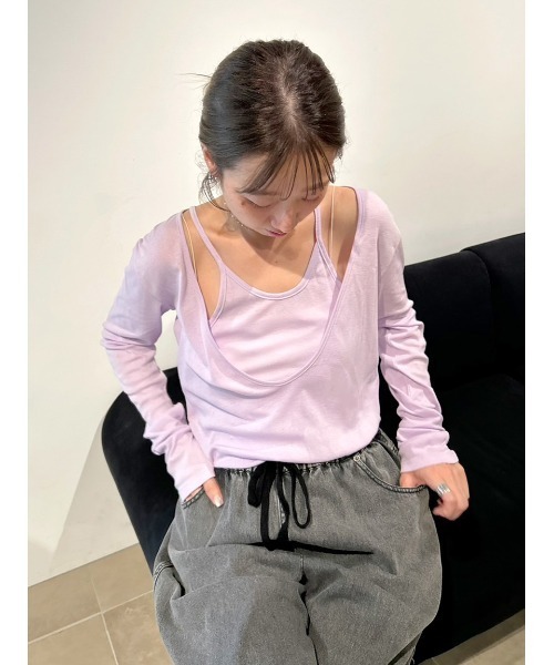 styling/(スタイリング)の「【MILLER×styling/】レイヤード2WAYトップ(Tシャツ/カットソー・レディース・パープル/ホワイト/ブラウン/ブラック・F)」の12枚目の写真