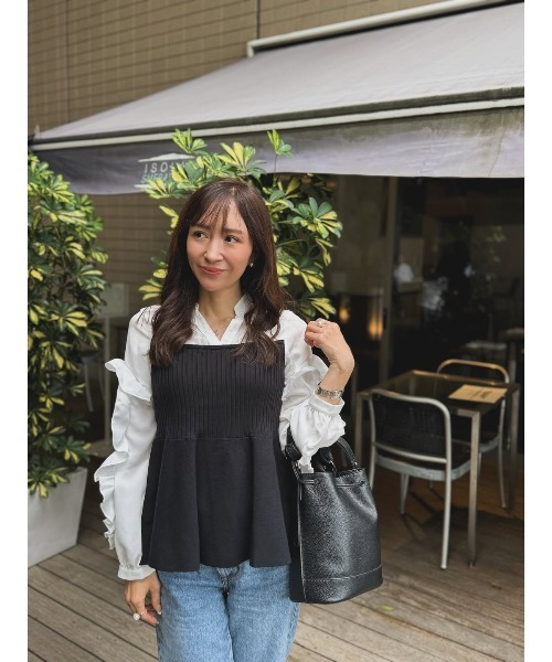 セール】ニットビスチェドッキングペプラムブラウン（ニット/セーター