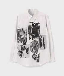 【Paul Smith】ポールスミス(L)総柄 ストライプ シャツ m□ポールスミス/Paul Smith ストライプ柄 長袖シャツ【40】青