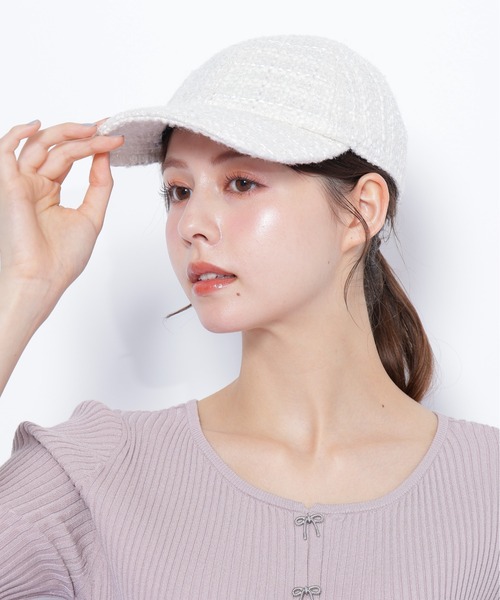 JILL by JILL STUART(ジルバイジルスチュアート)の「◇キラツイードキャップ(キャップ・レディース・ブラック/ホワイト・FREE)」の3枚目の写真