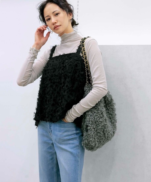 Jines(ジネス)の「デニムライクカットジャカード キャミビスチェ【セットアップ可】(シャツ/ブラウス・レディース・ブラック/インディゴブルー・38)」の12枚目の写真