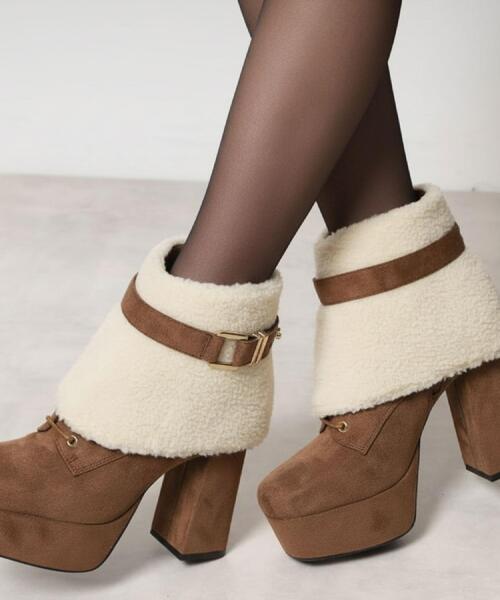 ESPERANZA（エスペランサ）の「【ラク盛り／ショートブーツ】リピーター続出／脚長美脚 チェンジアップ3WAYボアショートブーツ（ブーツ・レディース・ブラウン系1/ブラック系/ホワイト・S/M/L/LL）」の3枚目の写真