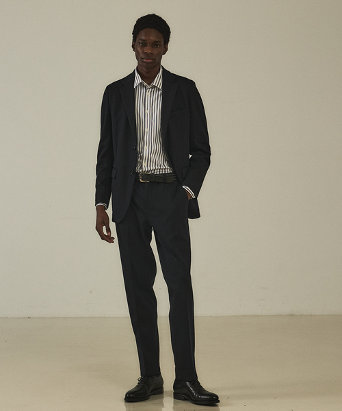 DESIGNWORKS（デザインワークス）の「【セットアップ対応】ダブルジャガード ジャージ パンツ/スラックス（スラックス・メンズ・ブラウン/ネイビー・44/46/48/50/52）」の3枚目の写真