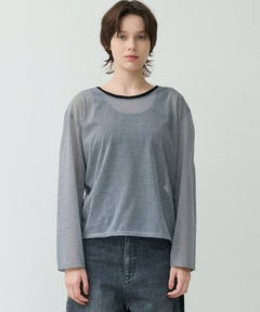 シアーボーダーロングスリーブTシャツ