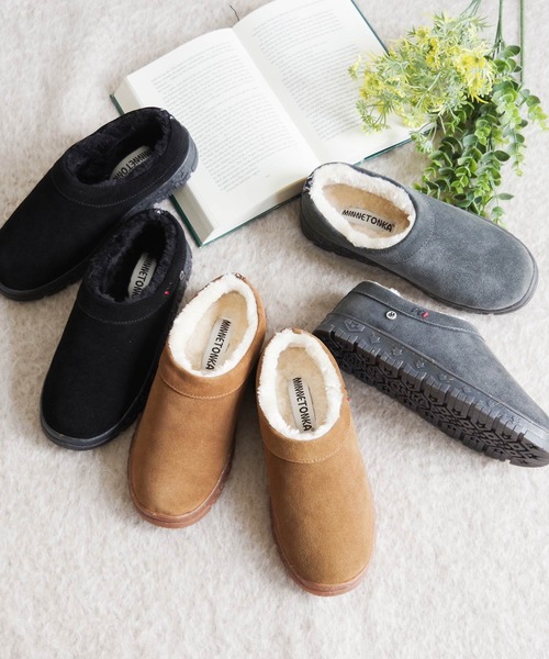 Minnetonka（ミネトンカ）の「MINNETONKA（ミネトンカ） / ボアスリッポン NEVA（スニーカー・レディース・チャコールグレー/タン/ブラック/ストーン・6/7/9/8）」の5枚目の写真