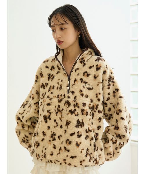 SNIDEL（スナイデル）の「ハーフジッププルオーバー（Tシャツ/カットソー・レディース・オフホワイト/グレー/レオパード・F）」の6枚目の写真