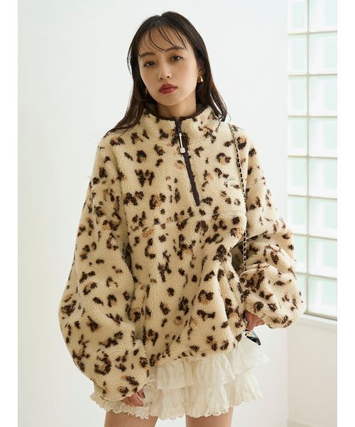 SNIDEL（スナイデル）の「ハーフジッププルオーバー（Tシャツ/カットソー・レディース・オフホワイト/グレー/レオパード・F）」の3枚目の写真