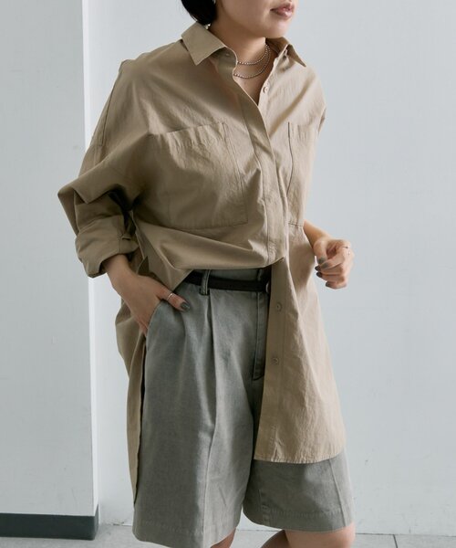 ear PAPILLONNER(イアパピヨネ)の「ビッグサイズシャツ【SUM1 STYLE(スミスタイル)】(シャツ/ブラウス・レディース・アイボリー/サンドベージュ・FREE)」の22枚目の写真