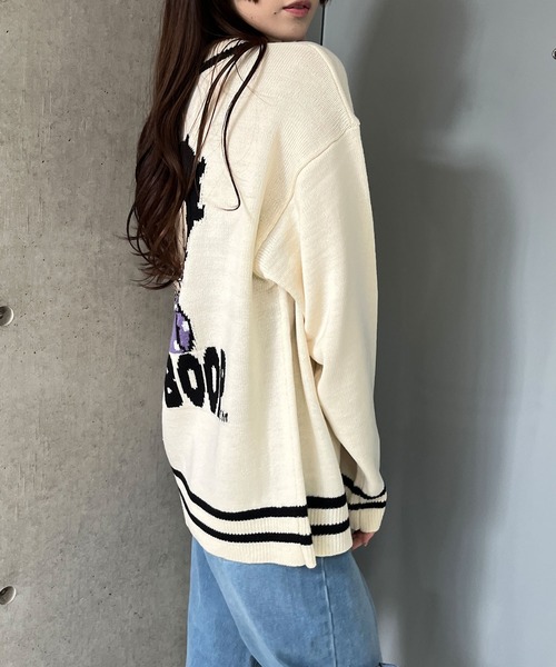 GLAMOROUS JANE(グラマラスジェーン)の「BETTY BOOPバックジャガードVネックニット(ニット/セーター・レディース・アイボリー/ブラック/グレー・FREE)」の5枚目の写真