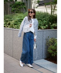 レディースのパンツ（ブルー・ネイビー/青色系・花柄