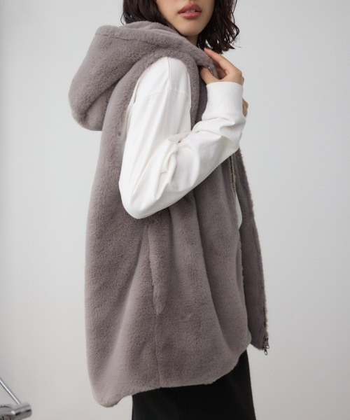 セール】フードファーベスト（ベスト）｜AZUL BY MOUSSY（アズールバイ