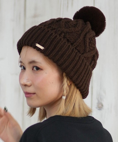 RIKKA FEMME/リッカファム ビーニー ポンファーケーブル ニット帽