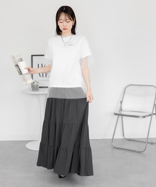 aity(アイティ)の「4段ティアードマキシスカート ロングスカート マキシ丈 レアシルエット きれいめ ティアード 綿100%(スカート・レディース・チャコールグレー/ブラック/グレイッシュベージュ・4L~5L/LL~3L/M~L)」の10枚目の写真