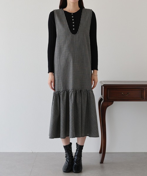 BLUEEAST（ブルーイースト）の「チェックジャンパースカート（ジャンパースカート・レディース・ブラック系/ブラック・MEDIUM）」の21枚目の写真