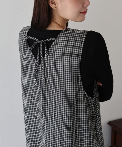 BLUEEAST（ブルーイースト）の「チェックジャンパースカート（ジャンパースカート・レディース・ブラック系/ブラック・MEDIUM）」の7枚目の写真