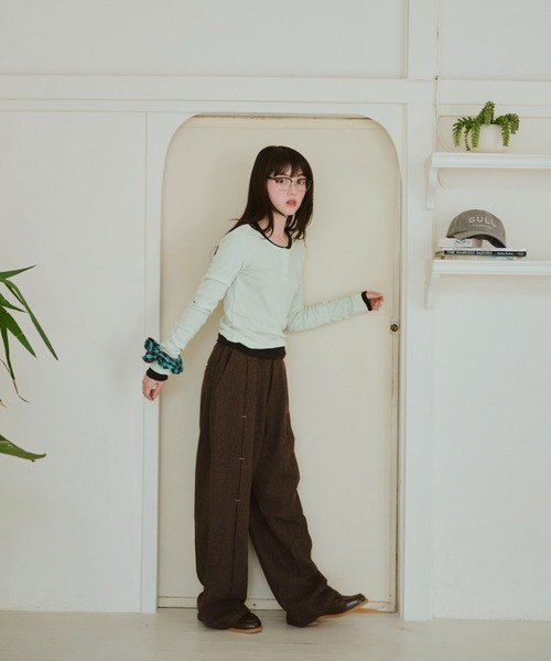 common gull products.（コモンガルプロダクツ）の「ひとえふたえパックヘンリーロンTEE（Tシャツ/カットソー・レディース・ネイビー/イエロー系/ブラック系/レッド系・SMALL/MEDIUM/LARGE）」の5枚目の写真