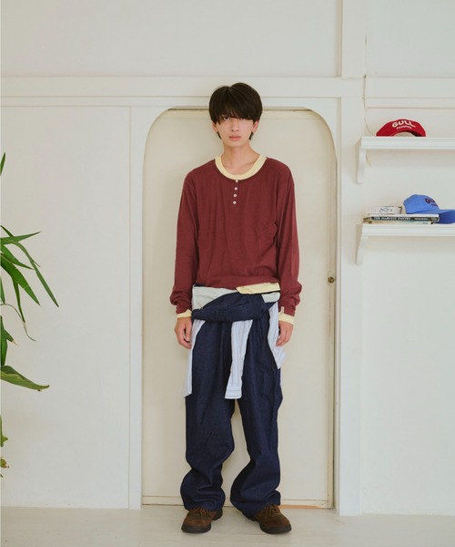 ひとえふたえパックヘンリーロンTEE（Tシャツ/カットソー