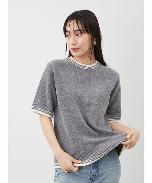 極美品 セオリー バイカラー ミドルゲージ リブ ニット セーター 現行