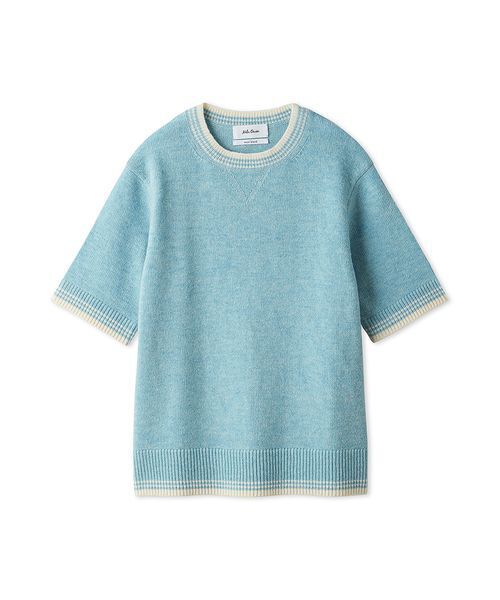 Mila Owen（ミラオーウェン）の「配色ラインミドルゲージハーフスリーブニット（ニット/セーター・レディース・ライトブルー/グレー/ピンク/ホワイト・1/0）」の3枚目の写真