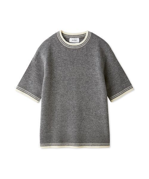 Mila Owen（ミラオーウェン）の「配色ラインミドルゲージハーフスリーブニット（ニット/セーター・レディース・ライトブルー/グレー/ピンク/ホワイト・1/0）」の5枚目の写真