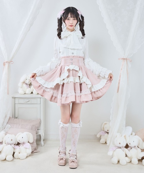 セール】カシュクールフリルたっぷりリボンミニスカート（スカート