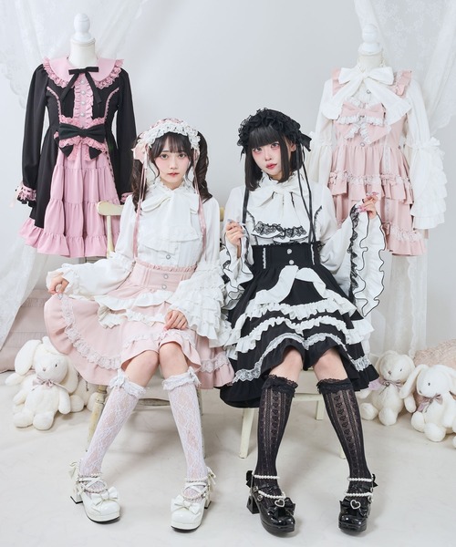 DearMyLove（ディアマイラブ）の「カシュクールフリルたっぷりリボンミニスカート（スカート・レディース・ブラック×ピンク/ベビーピンク/ブルーグレー/ブラック×ホワイト・MEDIUM/SMALL/3L/LL/LARGE）」の21枚目の写真