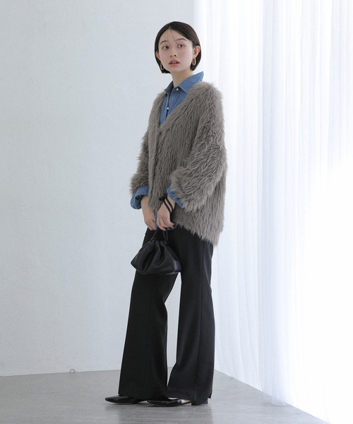 La TOTALITE（ラトータリテ）の「【洗える】フェザーヤーンカーディガン（カーディガン/ボレロ・レディース・ピンク系その他/サファリグリーン/ベージュ系その他・FREE）」の6枚目の写真