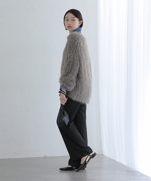 La TOTALITE（ラトータリテ）の「【洗える】フェザーヤーンカーディガン（カーディガン/ボレロ・レディース・ピンク系その他/サファリグリーン/ベージュ系その他・FREE）」の7枚目の写真