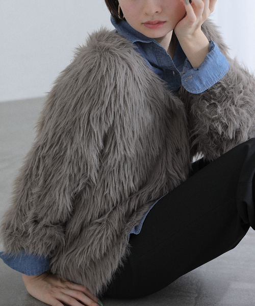 La TOTALITE（ラトータリテ）の「【洗える】フェザーヤーンカーディガン（カーディガン/ボレロ・レディース・ピンク系その他/サファリグリーン/ベージュ系その他・FREE）」の9枚目の写真