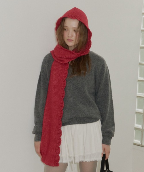 GIUNON（ジウノン）の「2way scallop hood muffler / 2wayスカラップフードマフラー（マフラー・レディース・ブラック/レッド/グレー・FREE）」の13枚目の写真