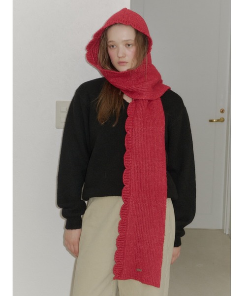 GIUNON（ジウノン）の「2way scallop hood muffler / 2wayスカラップフードマフラー（マフラー・レディース・ブラック/レッド/グレー・FREE）」の19枚目の写真