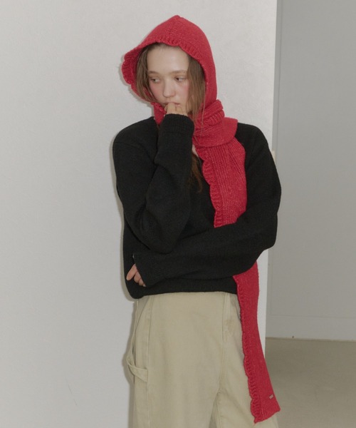 GIUNON（ジウノン）の「2way scallop hood muffler / 2wayスカラップフードマフラー（マフラー・レディース・ブラック/レッド/グレー・FREE）」の22枚目の写真