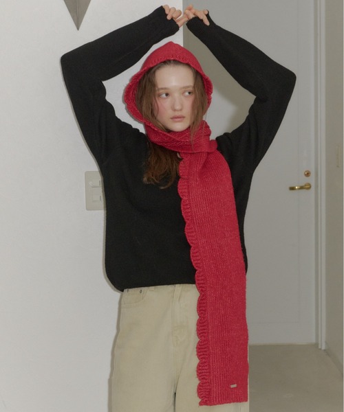 GIUNON（ジウノン）の「2way scallop hood muffler / 2wayスカラップフードマフラー（マフラー・レディース・ブラック/レッド/グレー・FREE）」の21枚目の写真