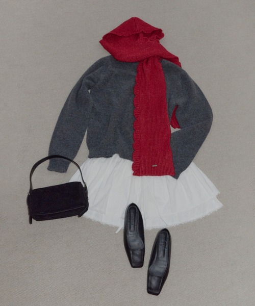 GIUNON（ジウノン）の「2way scallop hood muffler / 2wayスカラップフードマフラー（マフラー・レディース・ブラック/レッド/グレー・FREE）」の17枚目の写真