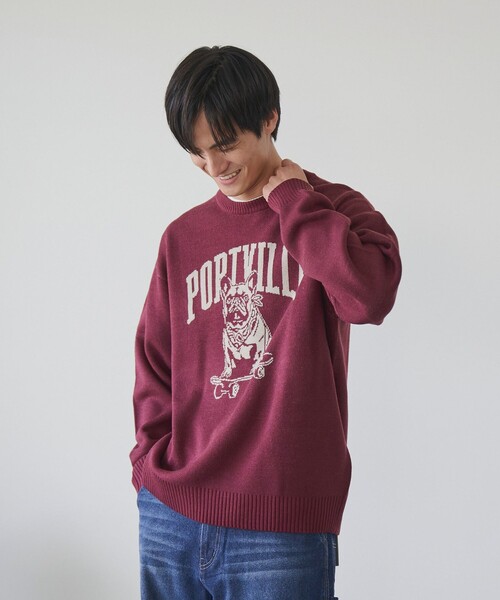 coen（コーエン）の「ドッグジャガードニットプルオーバー（ニット/セーター・メンズ・ワインレッド/ナチュラル/ブラック・XL/L/M/S）」の16枚目の写真