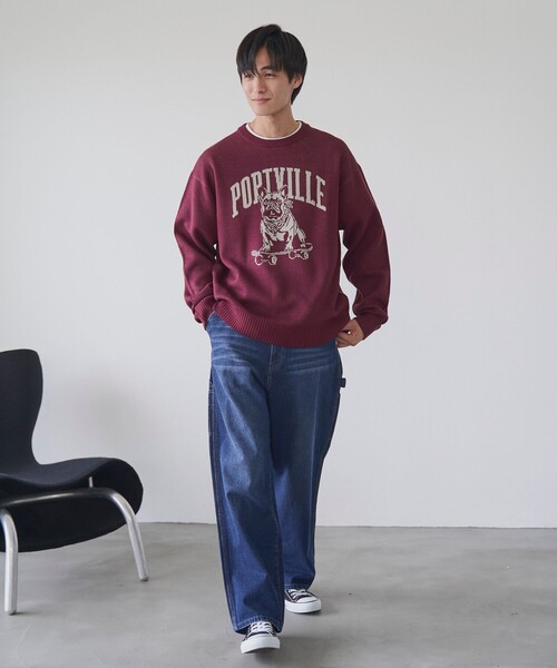 coen（コーエン）の「ドッグジャガードニットプルオーバー（ニット/セーター・メンズ・ワインレッド/ナチュラル/ブラック・XL/L/M/S）」の17枚目の写真