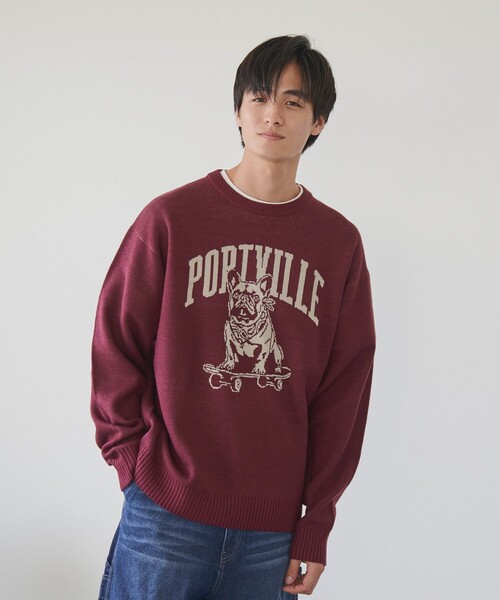 coen（コーエン）の「ドッグジャガードニットプルオーバー（ニット/セーター・メンズ・ワインレッド/ナチュラル/ブラック・XL/L/M/S）」の18枚目の写真