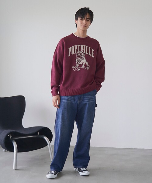 coen（コーエン）の「ドッグジャガードニットプルオーバー（ニット/セーター・メンズ・ワインレッド/ナチュラル/ブラック・XL/L/M/S）」の19枚目の写真