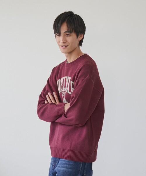 coen（コーエン）の「ドッグジャガードニットプルオーバー（ニット/セーター・メンズ・ワインレッド/ナチュラル/ブラック・XL/L/M/S）」の20枚目の写真