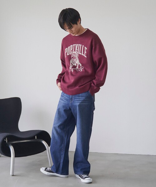 coen（コーエン）の「ドッグジャガードニットプルオーバー（ニット/セーター・メンズ・ワインレッド/ナチュラル/ブラック・XL/L/M/S）」の21枚目の写真